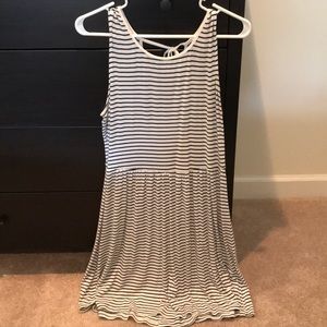 Navy and white striped cotton tank dress. Comfy!